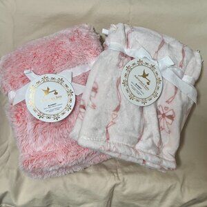 NWT Adirondack Baby‎ Lot of 2 Blankets 30 x 40 Pink Hearts Bows
